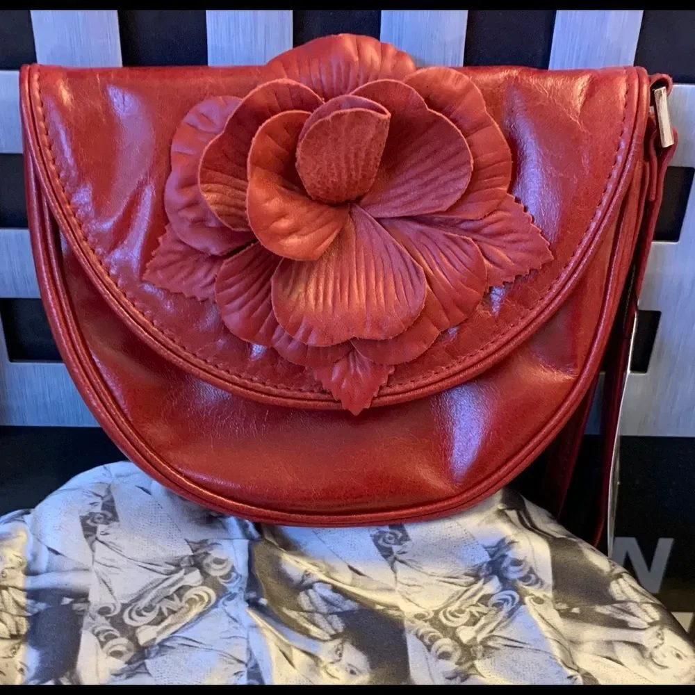 Junior Drake Flower Burgundy Flap Wristlet NWT